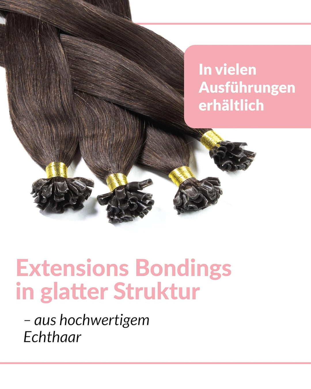 hair2heart Extensions Echthaar Bondings glatt - 100 Strähnen 0.5g 60cm 6/3 dunkelblond gold #4 Braun
