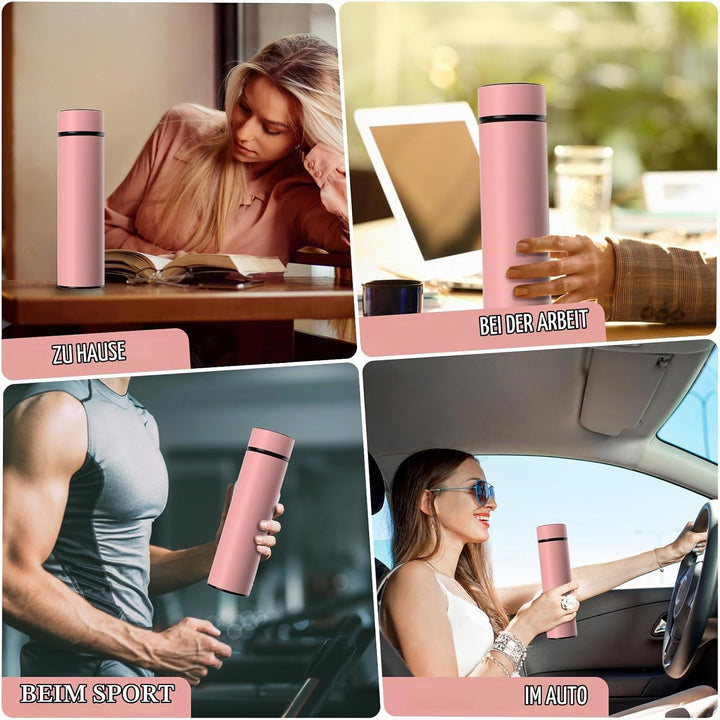Homealexa 500ml Thermosflasche, Vakuum Isolierbecher Trinkflasche aus 304 Edelstahl, LED-Touchscreen