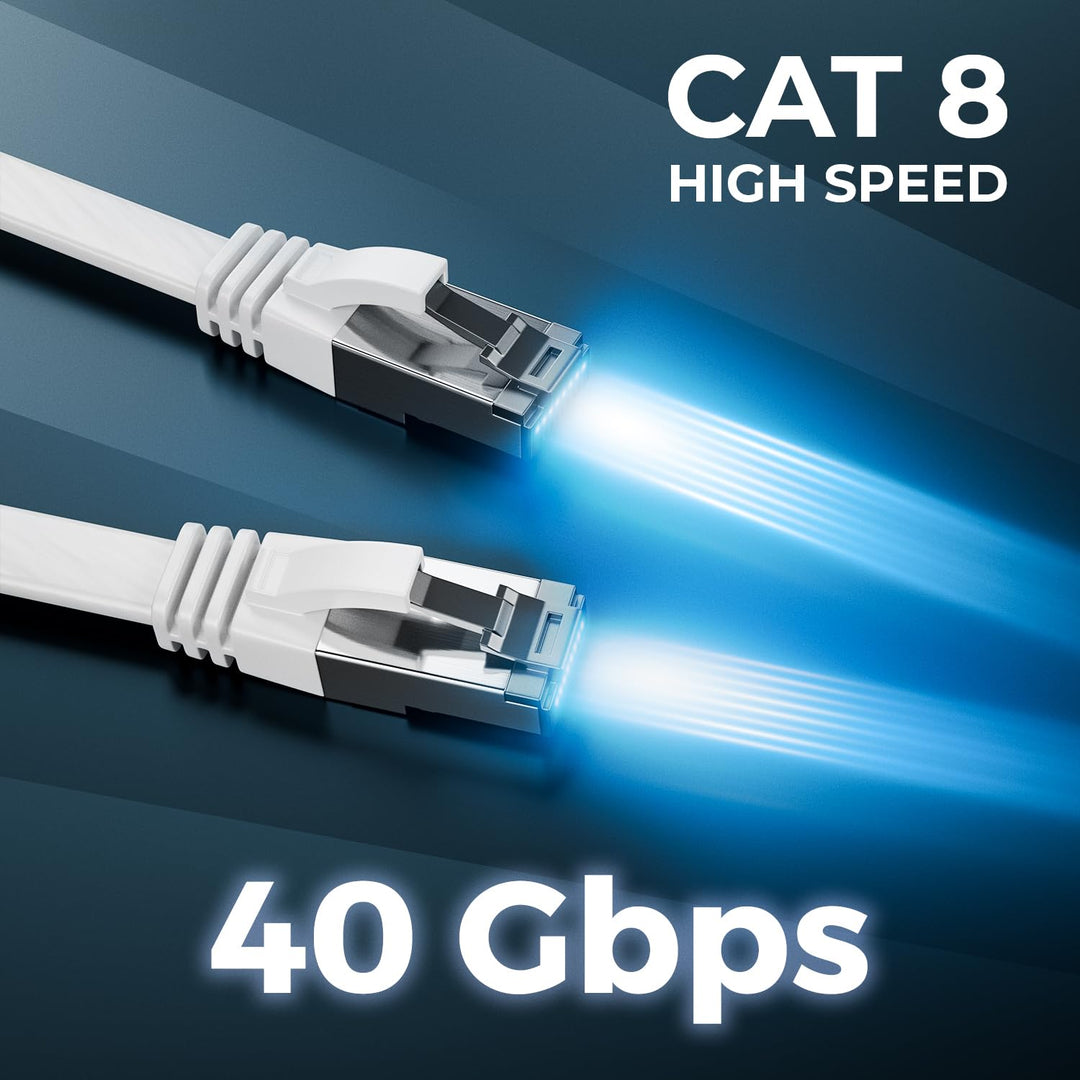 deleyCON 10x 0,5m CAT 8 Netzwerkkabel Flach (40 Gbit/s, Kupfer) Gigabit Ethernet LAN Cable - Flaches