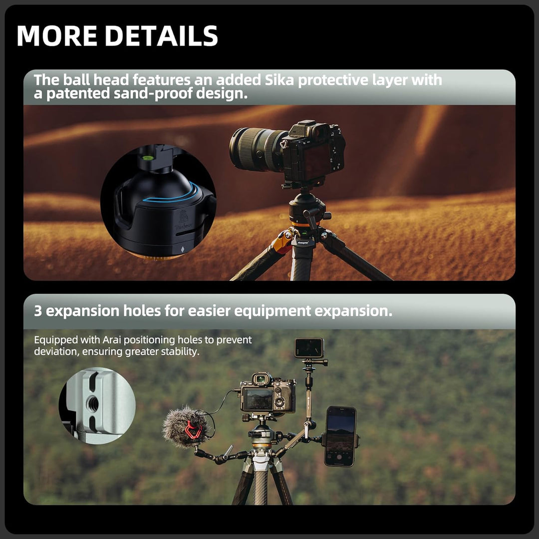 Fotopro Kompaktes Reisestativ aus Kohlefaser, 152,4 cm, professionelles, Robustes Stativ mit Profilb
