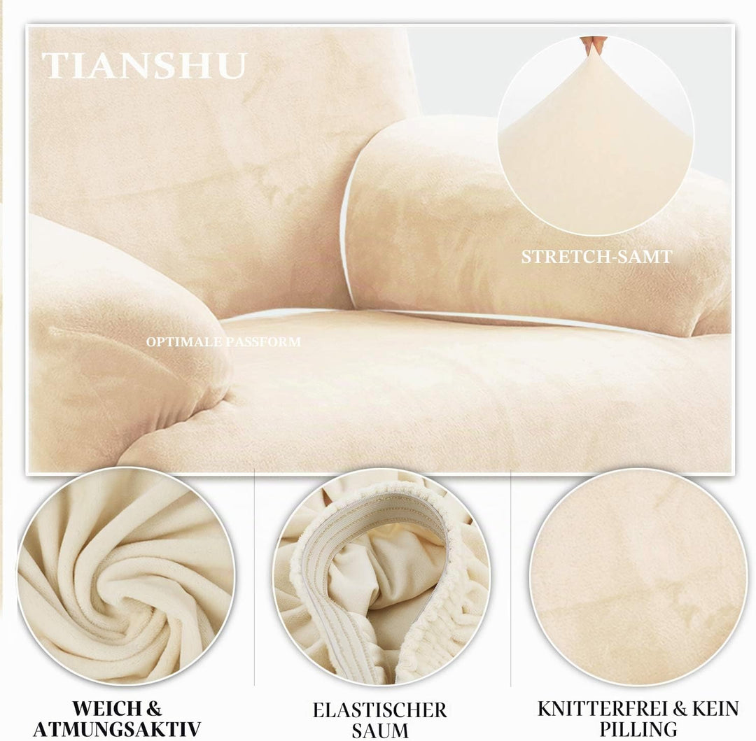 TIANSHU Samt Ruhesessel bezüge, Stretch Sesselschoner Elastisch Plush Couchbezug stilvolle Luxus-Möb