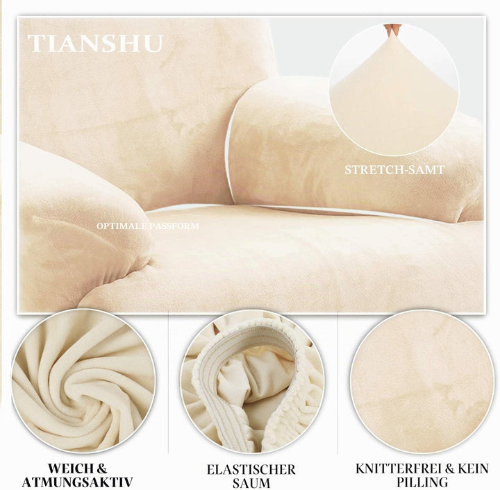 TIANSHU Samt Ruhesessel bezüge, Stretch Sesselschoner Elastisch Plush Couchbezug stilvolle Luxus-Möb