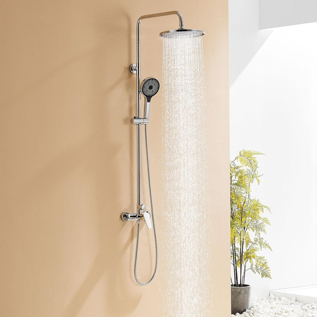 Duscharmatur Komplettset, Auralum Regendusche mit Armatur Höhenverstellbar 1-1,39m, Duschamaturenset