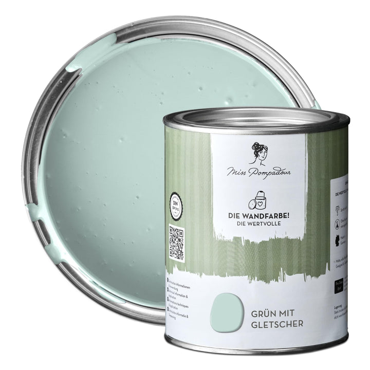 MissPompadour extramatte Wandfarbe Grün mit Gletscher 1L - sehr hohe Deckkraft - geruchsneutrale, sp