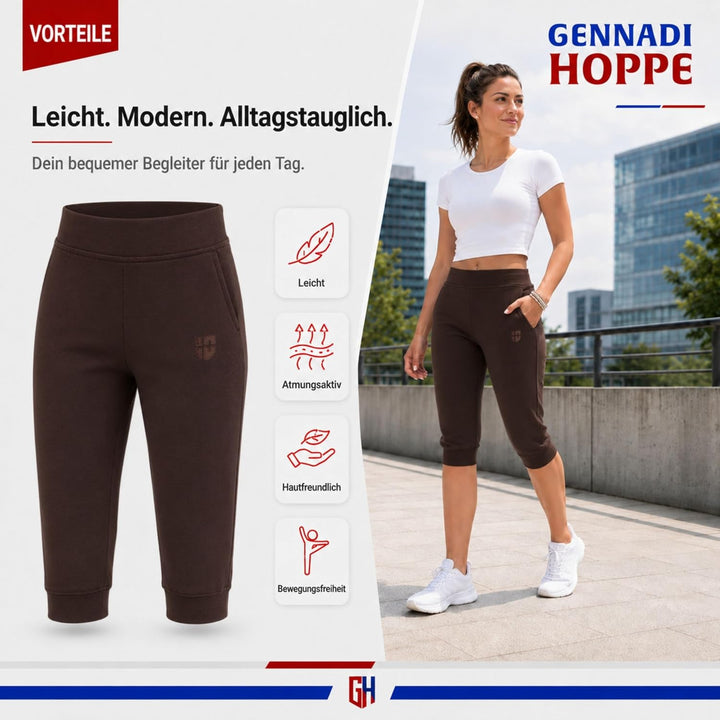 Gennadi Hoppe Damen 3/4 Trainingshose Sporthose Kurze Hose Sport Fitness Jogginghose Shorts Barmuda