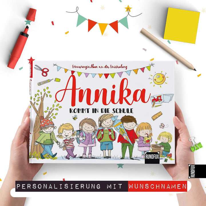 Das Erinnerungsalbum zur Einschulung | Personalisiert mit Wunschnamen - Jedes Buch EIN Unikat für da