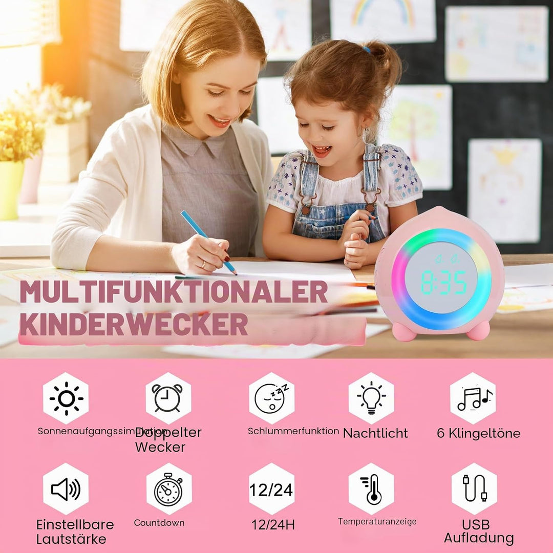 Kinderwecker Digitaler,Wecker Digital Sonnenaufgangssimulator Kinderwecker für Mädchen Jungen mit Bu