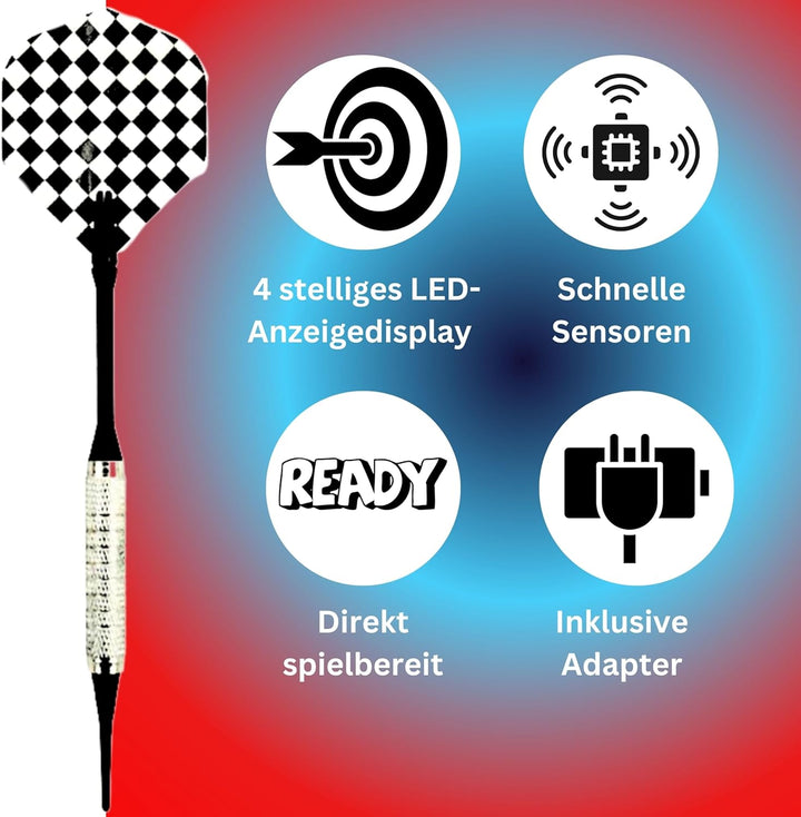 Best Sporting Dart Set Coventry Xtra mit 12 Dartpfeilen & Ersatzspitzen I Dartscheibe elektronisch i