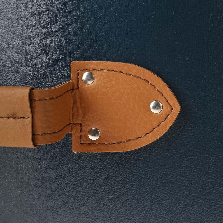 Lierys runder Hutkoffer blau - Masse: 40 cm x 21 cm - grosse Hutschachtel aus Kunstleder - Hutbox zu