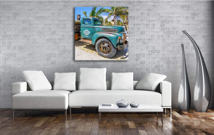 deyoli Alter LKW in Mexiko Format: 70x70 als Leinwandbild, Motiv fertig gerahmt auf Echtholzrahmen,