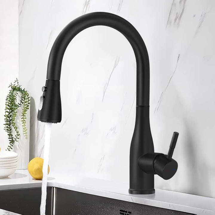 Wasserhahn Küche Schwarz, YUANNY Küchenarmatur mit Brause Ausziehbar, Armatur Küche 3 Modus Spültisc