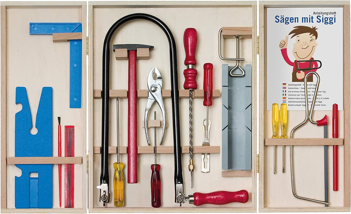 Pebaro M407C Laubsaege im Holzkasten, 36 cm x 29,5 cm x 6 cm & 377/1S Papeterie & Sticker, DIN A4 Bu