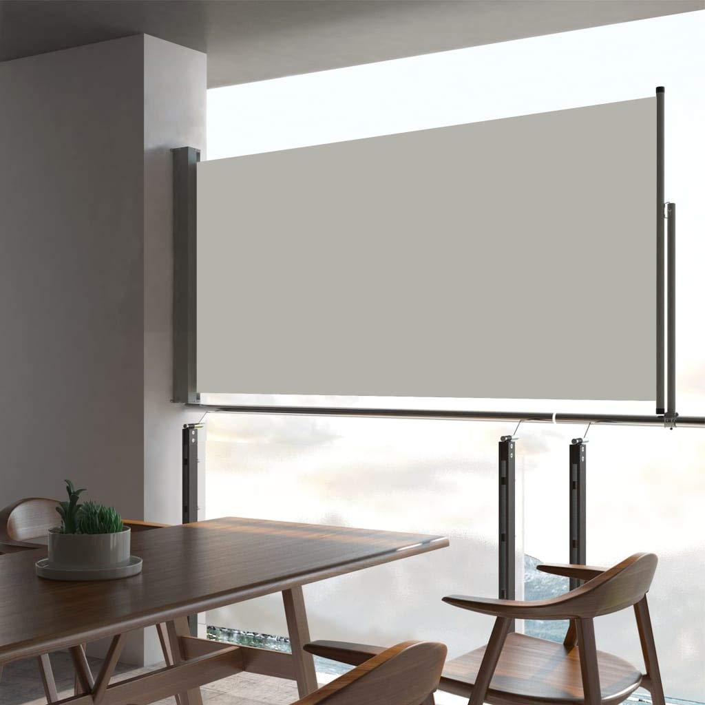 Tidyard Ausziehbare Seitenmarkise 80×300 cm Creme Sichtschutz Sonnenschutz Windschutz Seitenrollo Ma