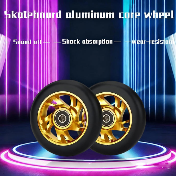 2 Stück Pro Stunt Scooter Rollen 100mm, Stunt Scooter Räder with ABEC-9 Bearings, Thickened PVC Repl