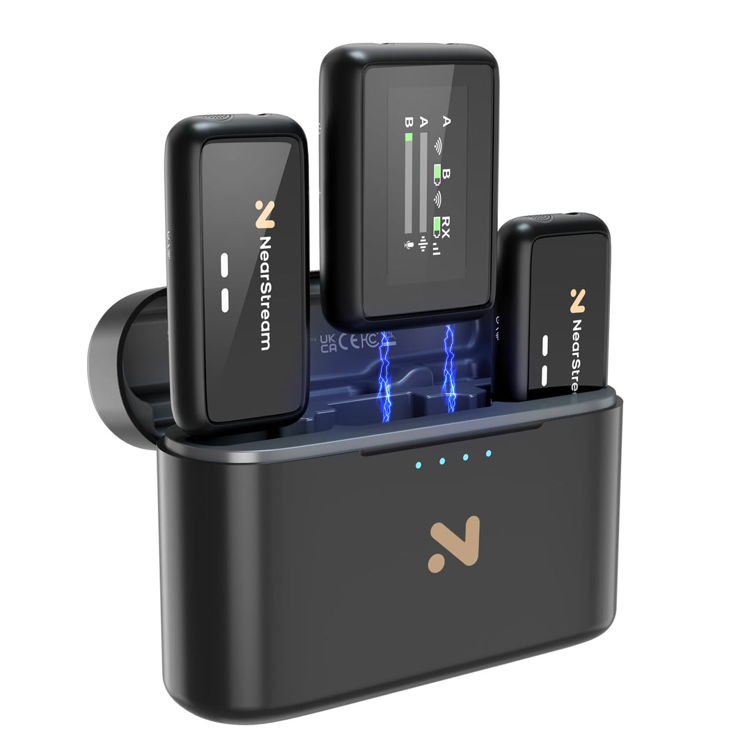 NearStream Wireless Lavalier Mikrofon für Android, iOS, Kamera, PC, kabelloses Mikrofon für Videoauf