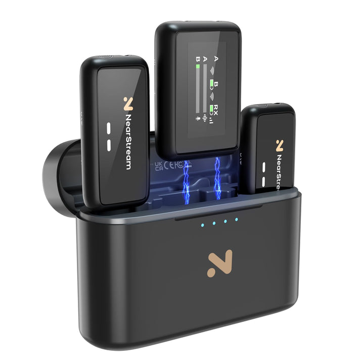 NearStream Wireless Lavalier Mikrofon für Android, iOS, Kamera, PC, kabelloses Mikrofon für Videoauf