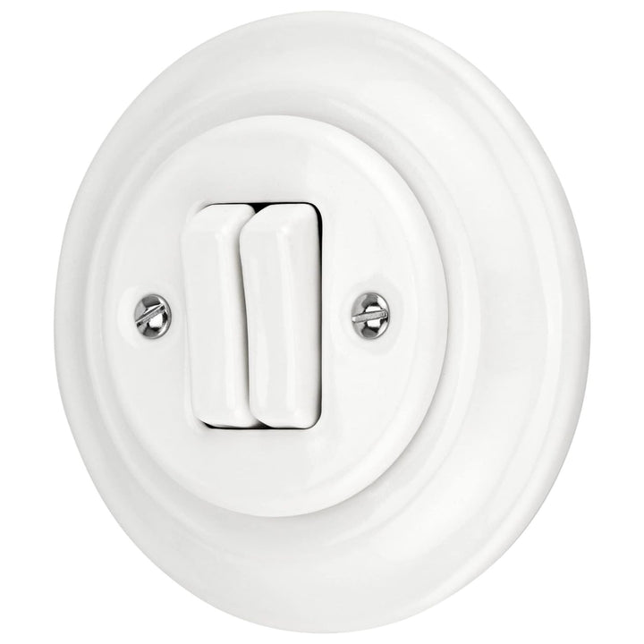 Unterputz Porzellan Retro Doppelschalter, All-in-One, Serie PR1 weiss