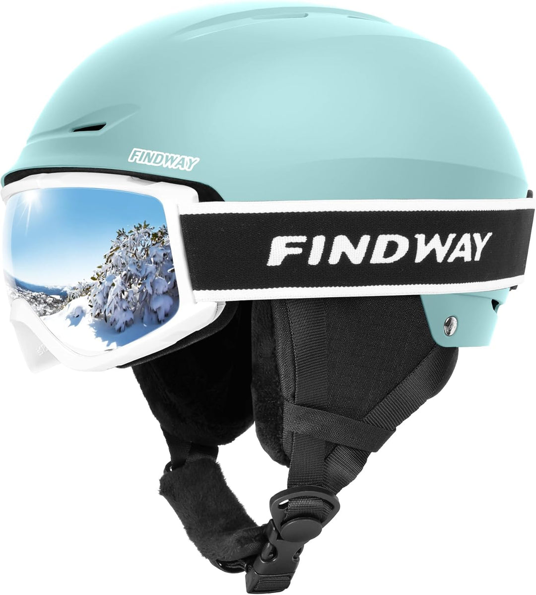 Findway Skihelm und Skibrille Set, SnowboardHelm mit Brille für Damen und Herren Erwachsene Skihelme