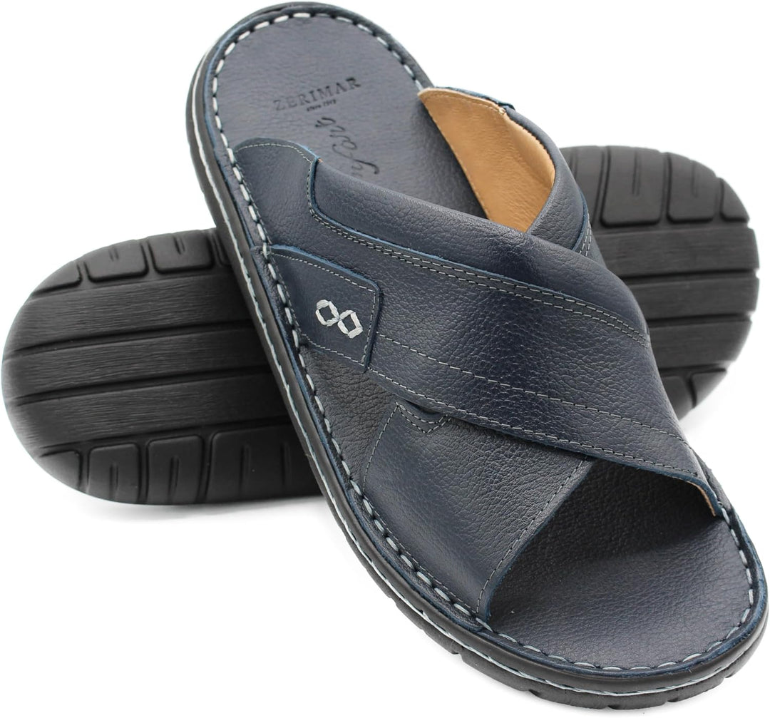 Zerimar Sommer Sandalen Naturleder Herren | Pantoletten Leder Herren | Leder Sandalen | Qualitäts Sa
