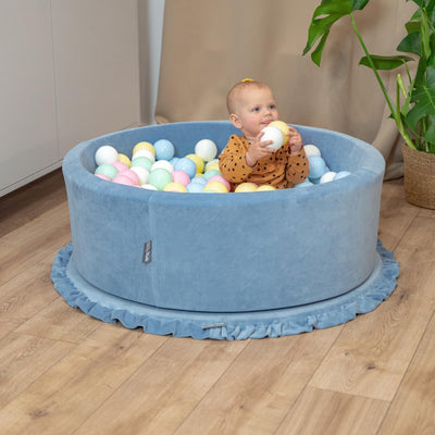 KiddyMoon Rund Bällebad Velvet Bällepool 90X30cm/300 Bälle ∅ 7Cm Ballgruben Für Babys Spielbad Klein