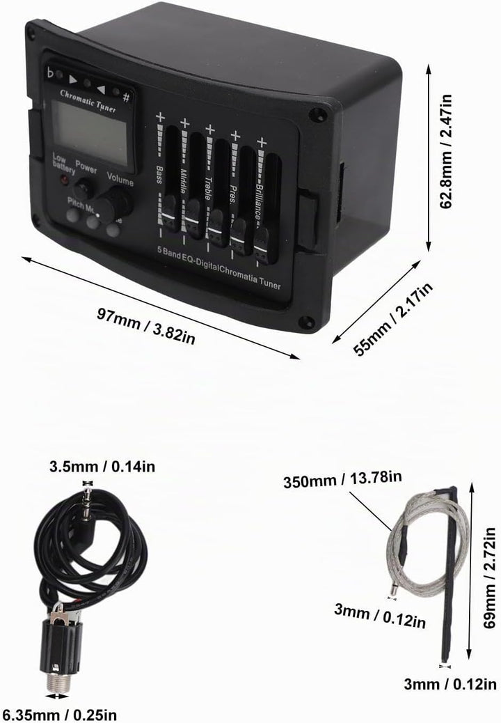 Akustikgitarren-Vorverstärker, 5-Band-EQ-Equalizer, Akustikgitarrenverstärker, digitaler Tuner-Tonab