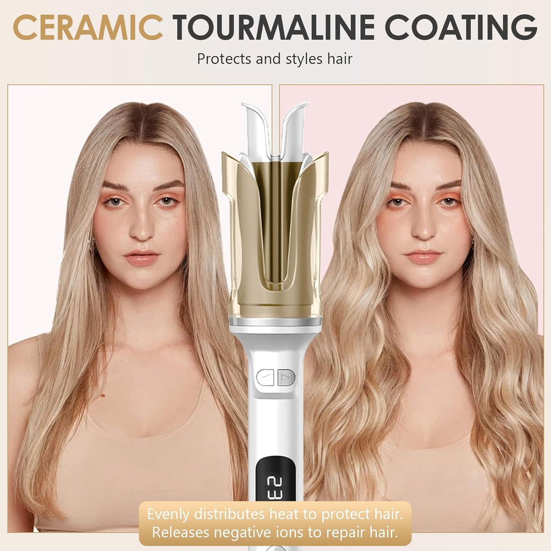 Lockenstab Automatisch Professioneller, Curling Iron, Rotierender Anti-Verbrühungs-Keramik-Lockensta