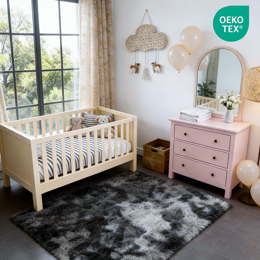 Teppich Kinderzimmer 80x150 cm Dunkelgrau Wohnzimmerteppich Schlafzimmer Anti-Rutsch Waschbarer Badt