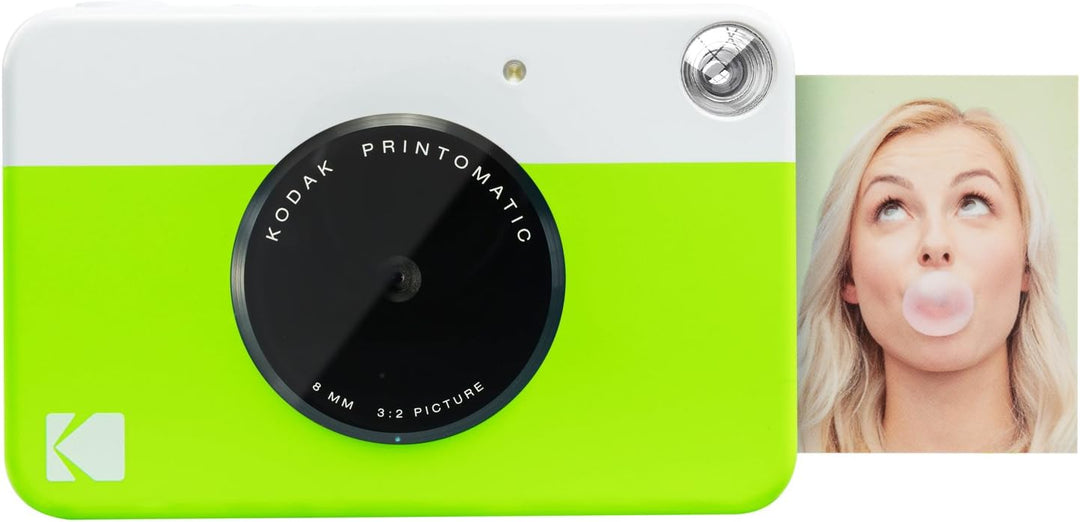 KODAK Printomatic Sofortbildkamera (Grün) Geschenkpaket + Zinkpapier (20 Blatt) + Etui + 7 Aufkleber