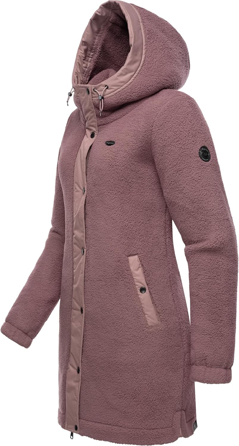 Ragwear Damen Fleecejacke Kurze Teddyfleece-Jacke warm mit Kapuze Cousy XS-6XL 3XL Mauve24, 3XL Mauv