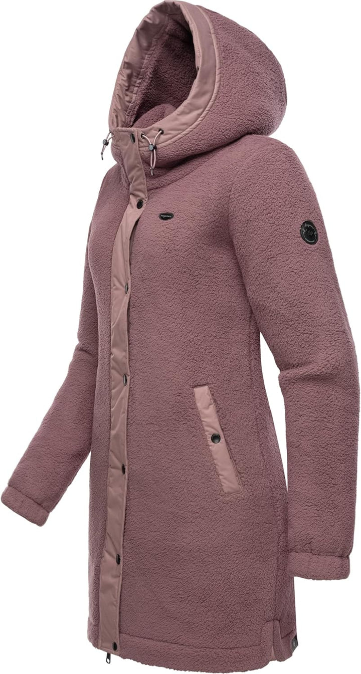 Ragwear Damen Fleecejacke Kurze Teddyfleece-Jacke warm mit Kapuze Cousy XS-6XL 3XL Mauve24, 3XL Mauv