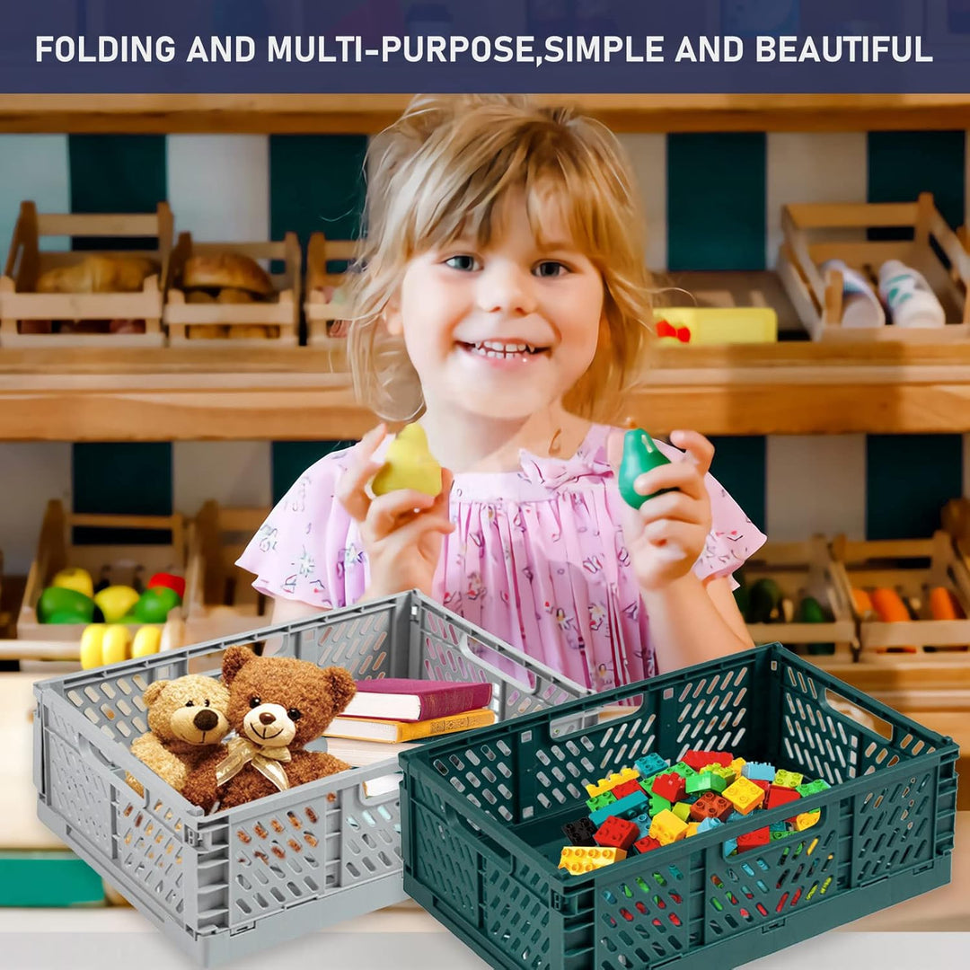 Plastikklappkiste Set, 5 Stück, Faltbar, Aufbewahrungskorb, Für Kinderzimmer, Küche, Schlafzimmer, B