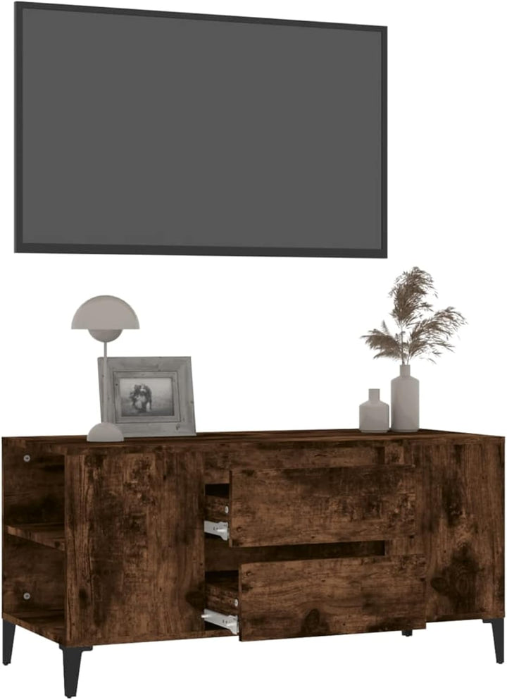 Tidyard TV Schrank Lowboard mit 4 offene Fächer und 2 Schubladen TV Möbel Fernsehschrank Fernsehtisc