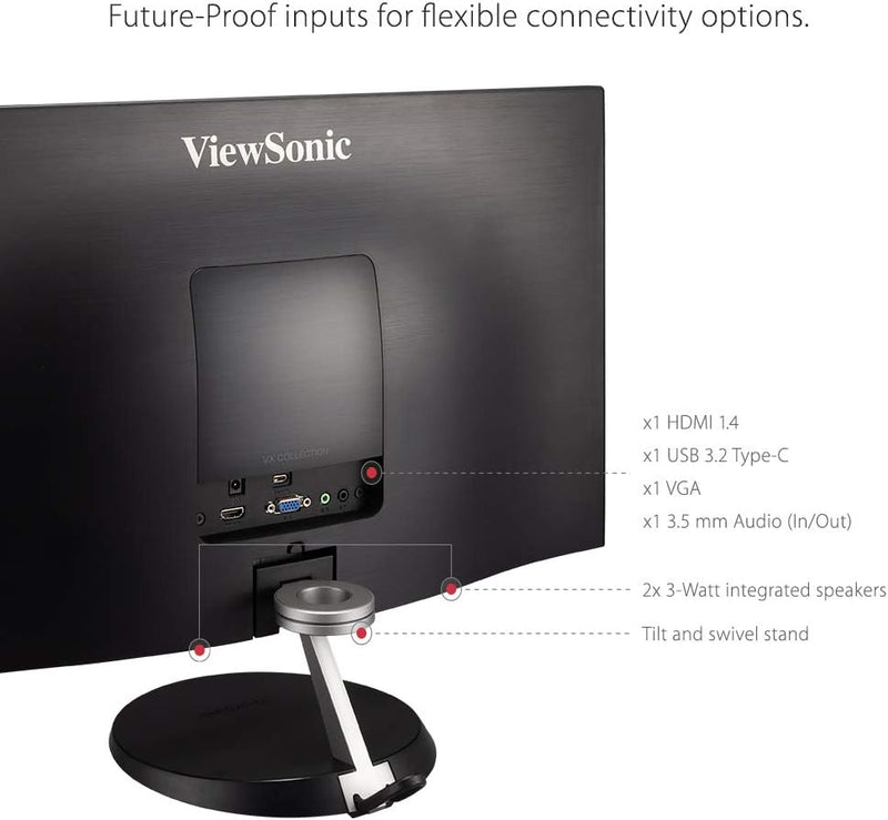Viewsonic VX2485-MHU 60,5 cm (24 Zoll) Design Monitor (Full-HD, IPS-Panel, FreeSync, HDMI, USB-C 3.2