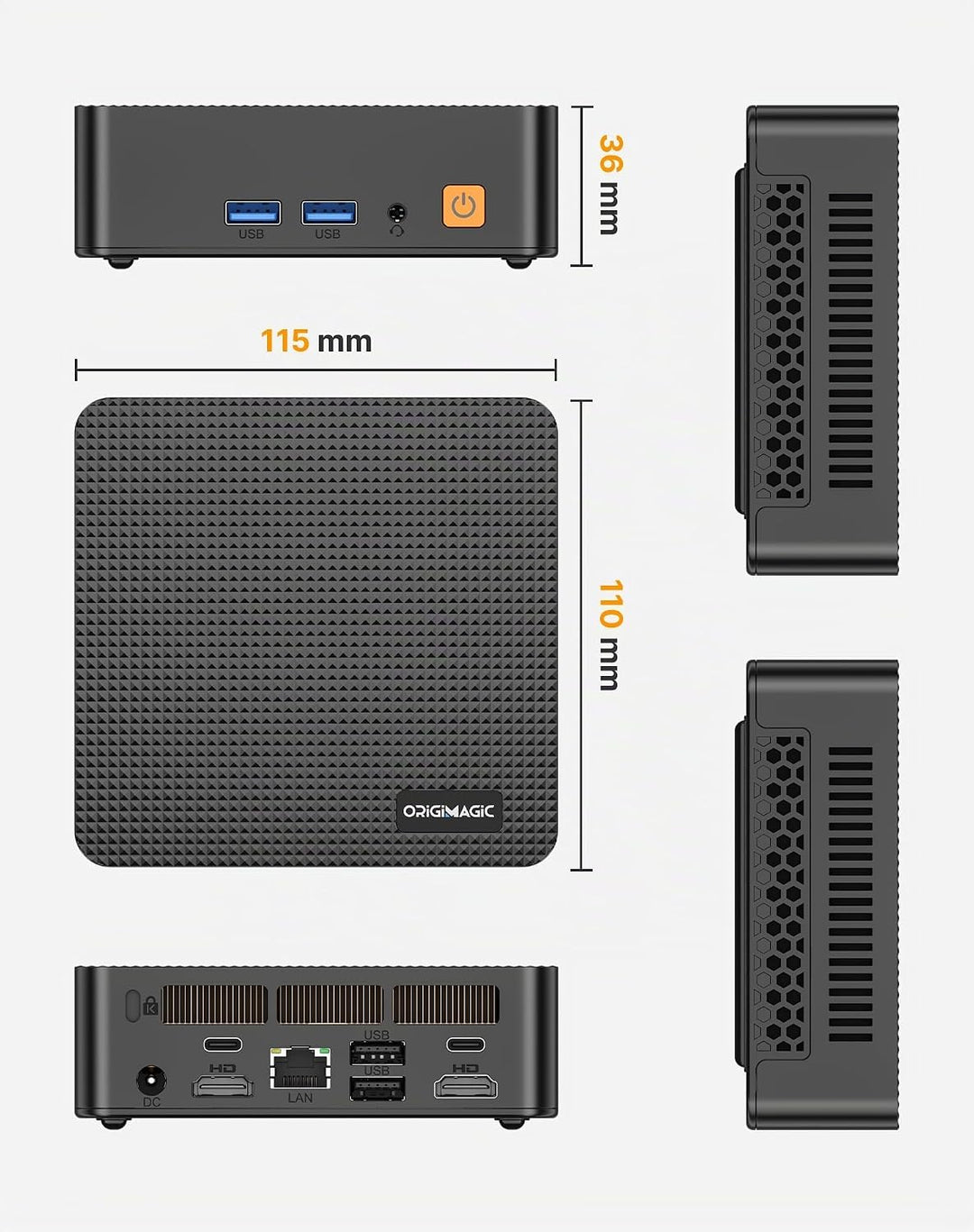 C4 Ryzen 5 3550H Mini PC, bis zu 3.7GHz, Light Gaming PC, 16GB DDR4 512GB M.2 SSD, Triple 4K 60Hz Di