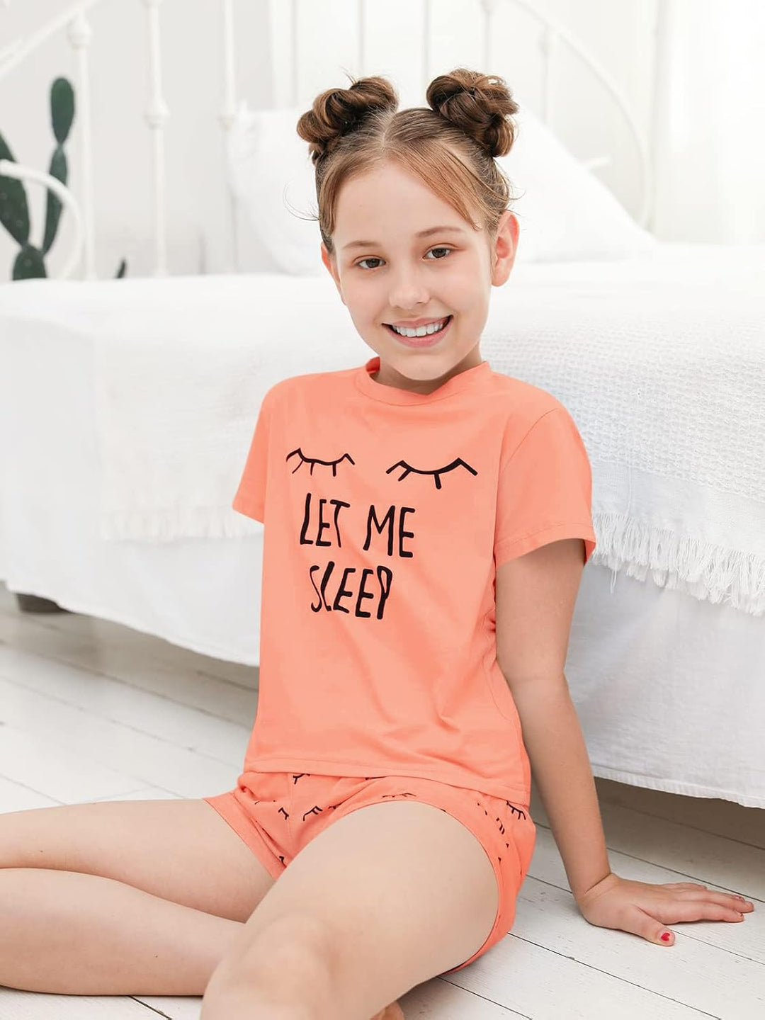 Haloumoning Mädchen Schlafanzüge Sommer Niedliche Shorts Set Bequem Kurzarm Cartoon bedrucktes Pyjam