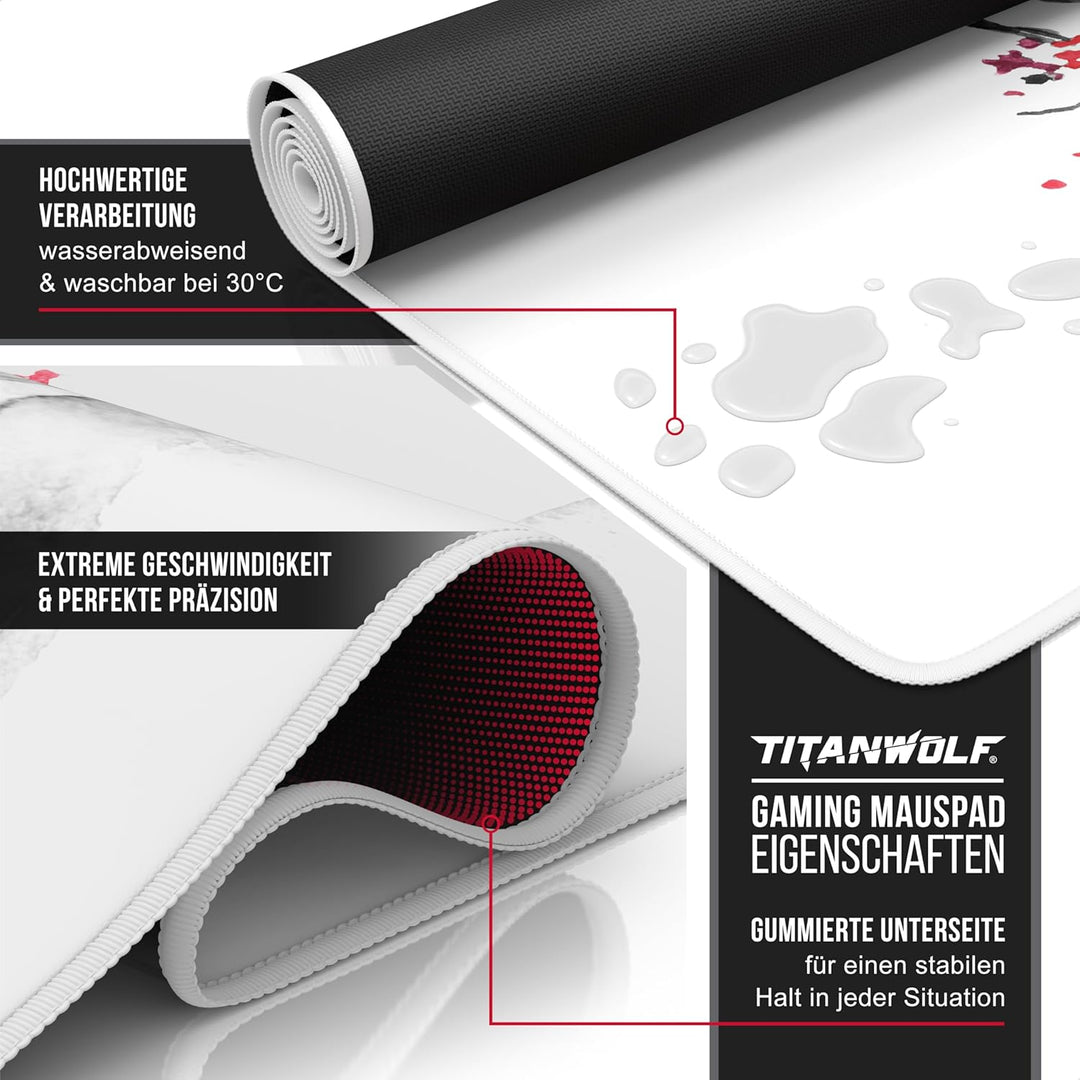 CSL-Computer TITANWOLF - XXL Speed Gaming Mauspad 900 x 400mm - XXL Mousepad - Tischunterlage Large