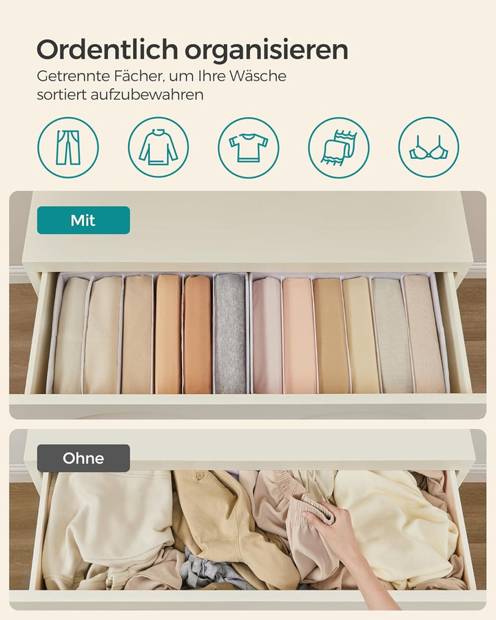 SONGMICS Kleiderschrank-Organizer 6er Set, Aufbewahrungsbox 6 Fächer, Schubladen-Ordnungssystem, Ord