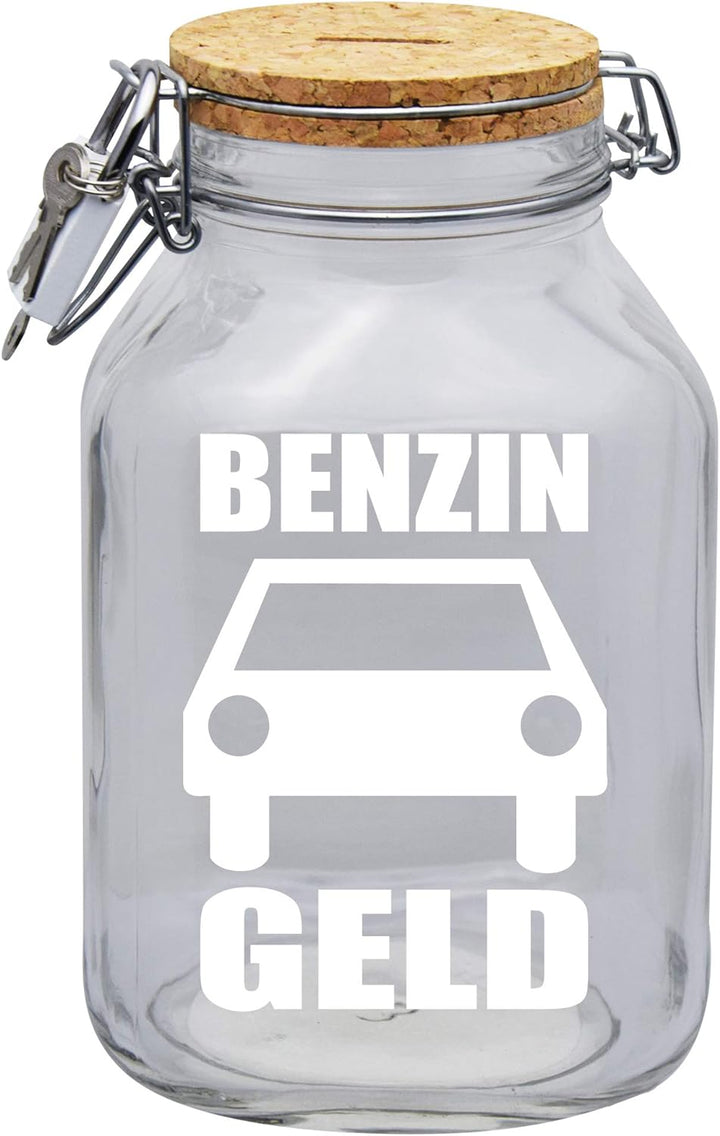 Spardose Benzin Geld Geschenk Idee Transparent XXL