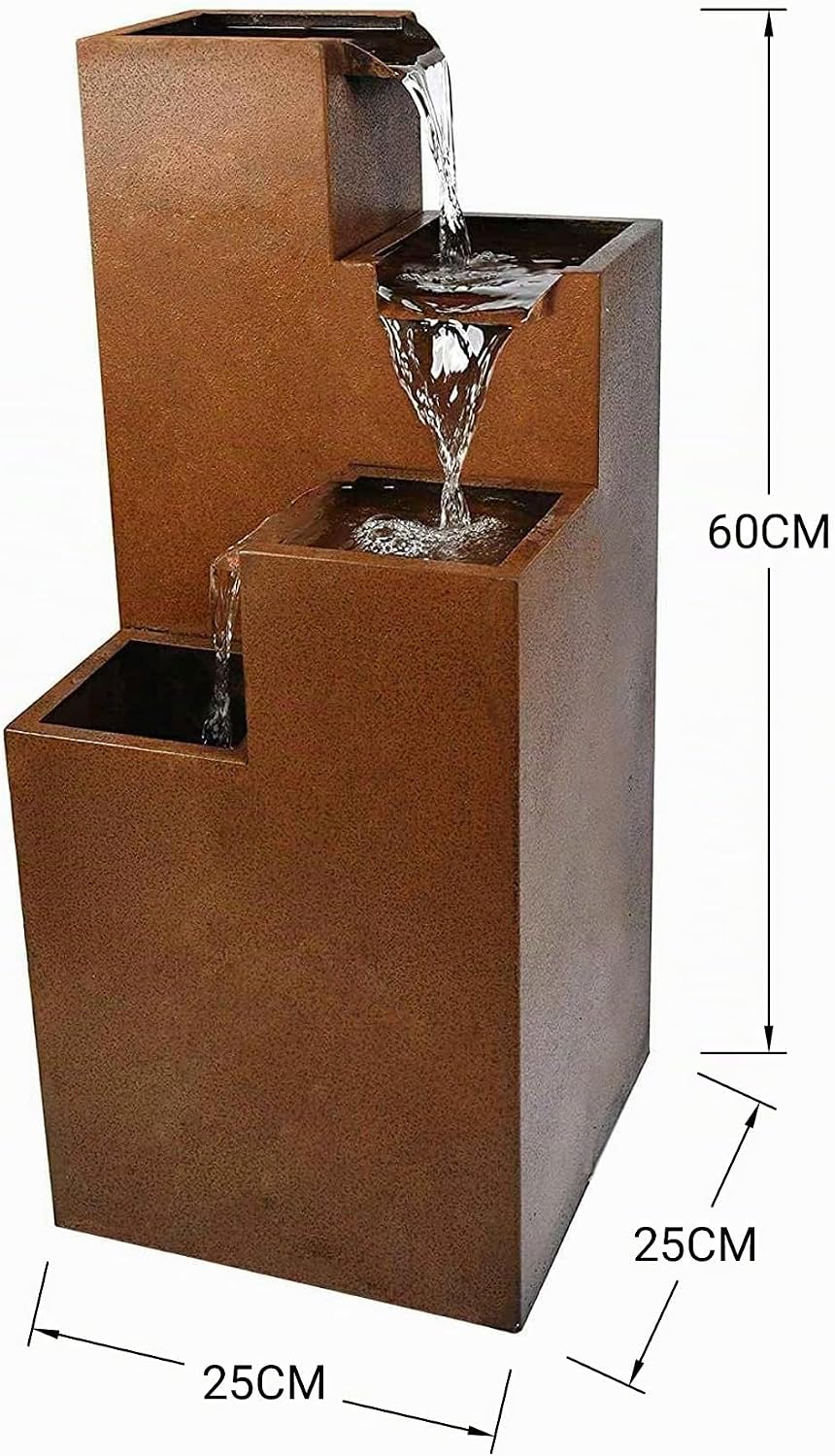 Köhko Springbrunnen Ribero aus Corstenstahl mit LED-Beleuchtung Wasserspiele für Outdoor Indoor Gart