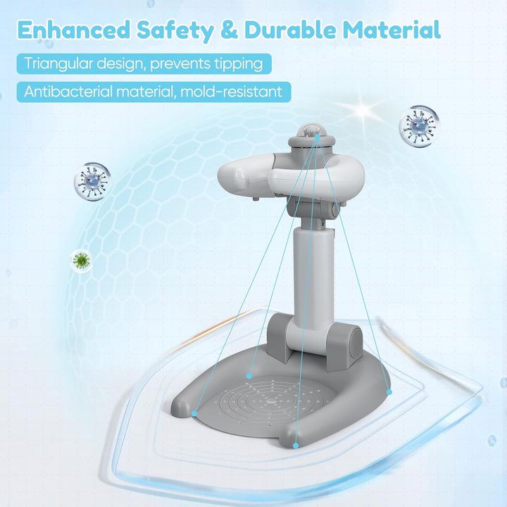 Verstellbar DuschstäNder Kinder,Baby Dusche Ständer,2-in-1 Faltbarer Baby-Duschständer mit Hocker