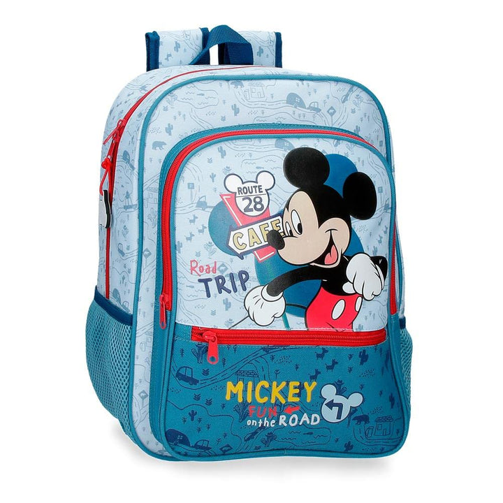 Disney Mickey Road Trip Blau Schulrucksack 30x38x12 cm Polyester 13,68L, Schulrucksack