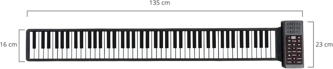 McGrey RA-88 Rollpiano - Faltbares Klavier zusammenrollbar für Transport - Li-Ionen Akku - Praktisch