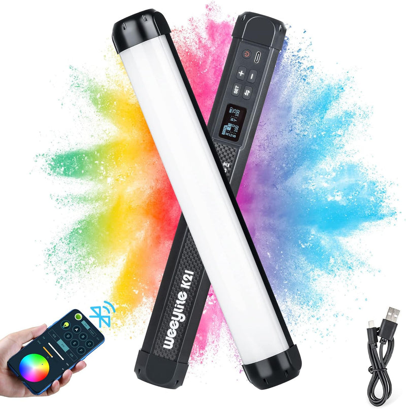 weeylite K21 RGB Handheld LED Videolicht stab Fotografie Licht 1200Lumen mit Bluetooth (APP)-Steueru