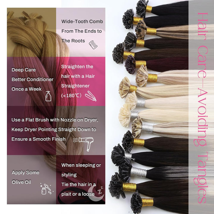 Moresoo Bonding Extensions Echthaar 1g Pre Bonded Keratin Bondings Echthaar Extensions Blond Strähne