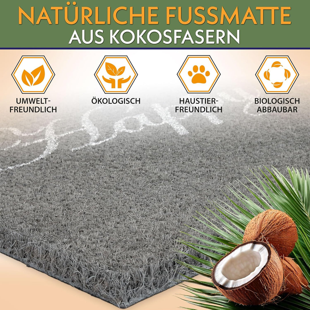 BRUBAKER Fussmatte für Aussen und Innen - Happy Place - 45 x 75 cm Schmutzfangmatte aus Kokos - Anti