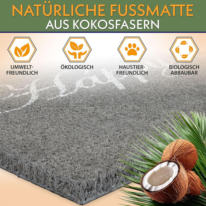 BRUBAKER Fussmatte für Aussen und Innen - Happy Place - 45 x 75 cm Schmutzfangmatte aus Kokos - Anti