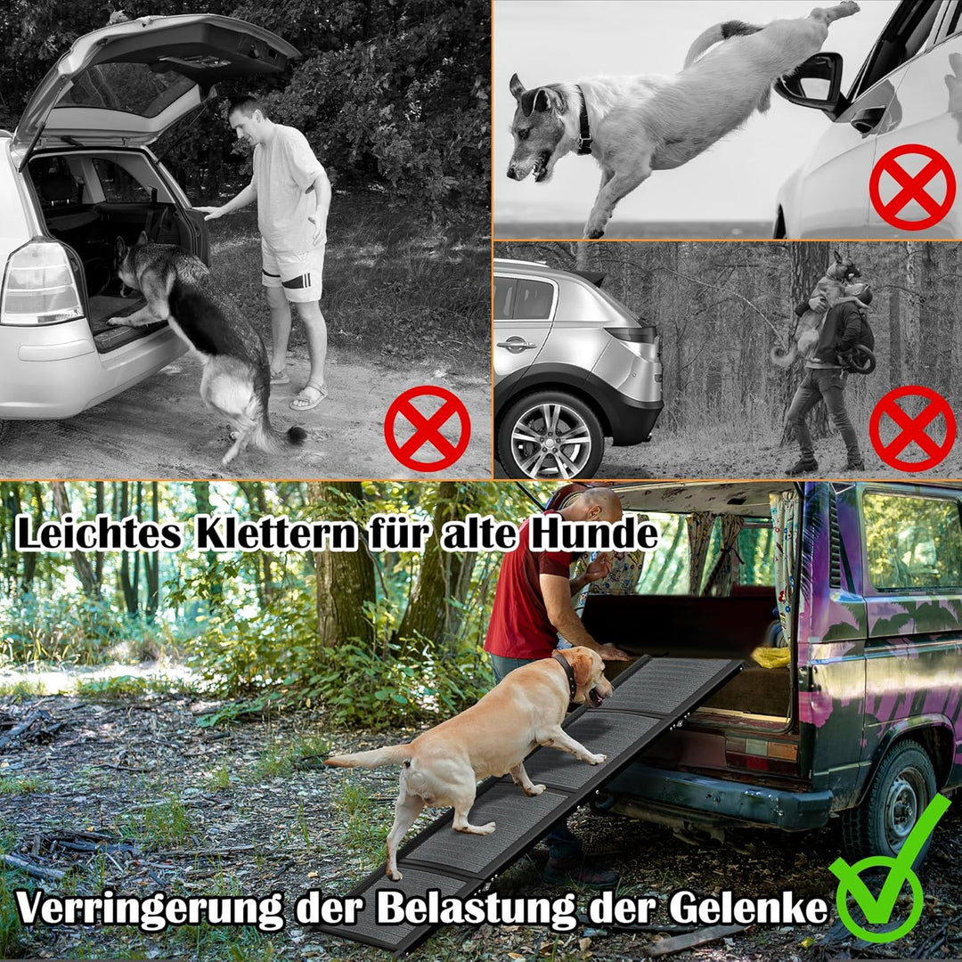 NAIZY Hunderampe Klappbare, 157 cm Hunde Ramp Hundetreppe mit Rutschfester Stoff & Griff Haustierram