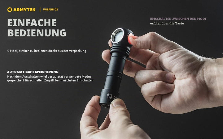 Armytek Neu Stirnlampe Wizard C2 v4 Warmweiss 1120 Lumen LED Taschenlampe Magnet USB Aufladbarer