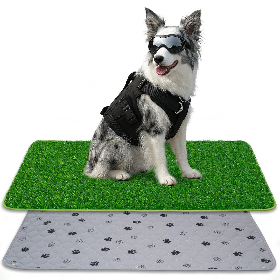 90*60CM 2-in-1 Pinkelmatte für Hunde Hundeklo Hundetoilette Welpentoilette mit Kunstrasen Hundeklo f