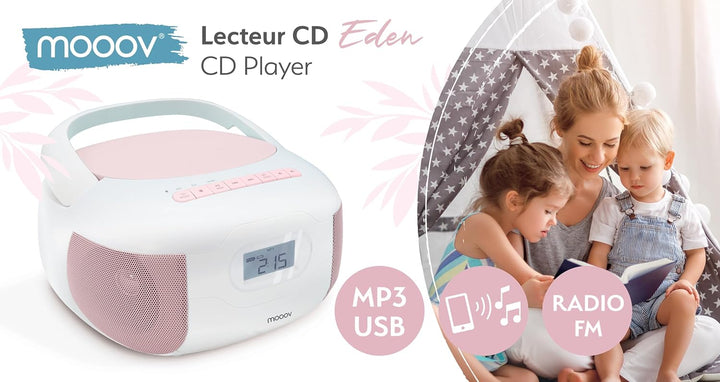 CD Player Radio Eden Bluetooth, MP3 mit USB-Anschluss, Micro-SD-Karte - Rosa - Metronic 477185